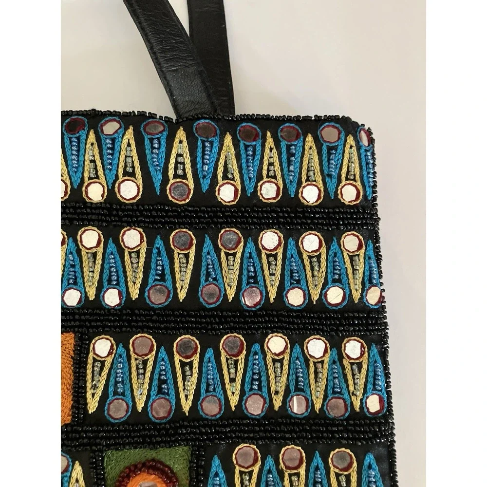 Chicos Purse Black Med  Bead Mirror‎ Shoulder bag Whimsigoth cottagecore